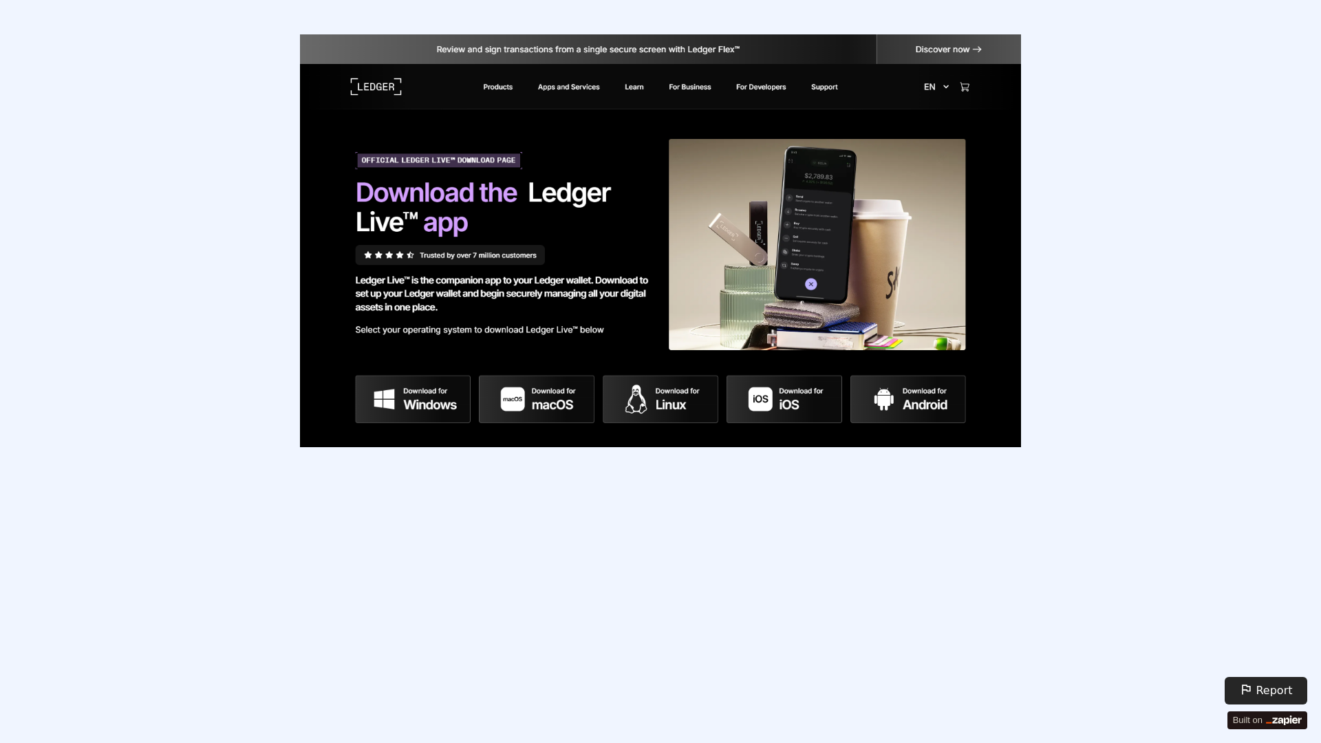 website screenshot of https://ledjerrlive.zapier.app/support-en