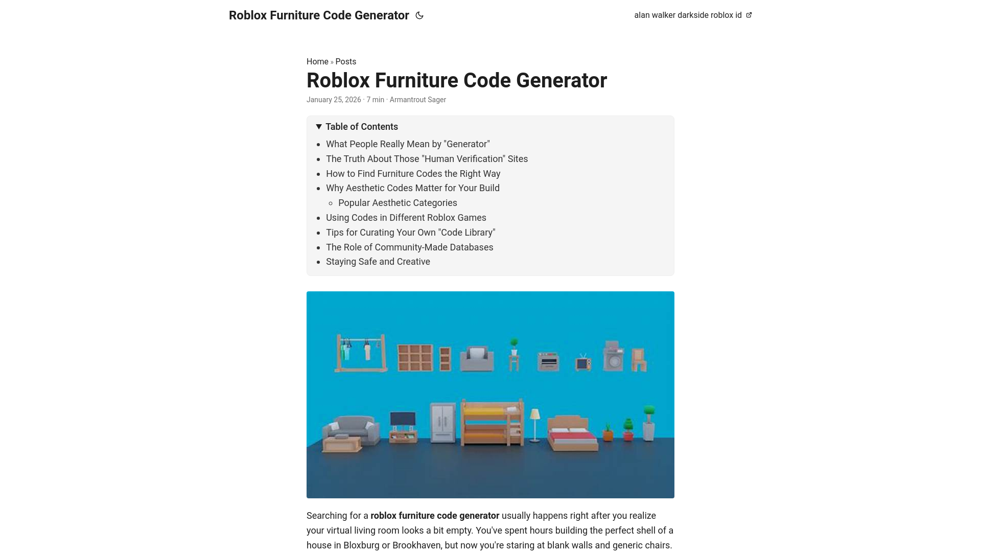 website screenshot of https://robloxfurniturecodegenerator.pages.dev/