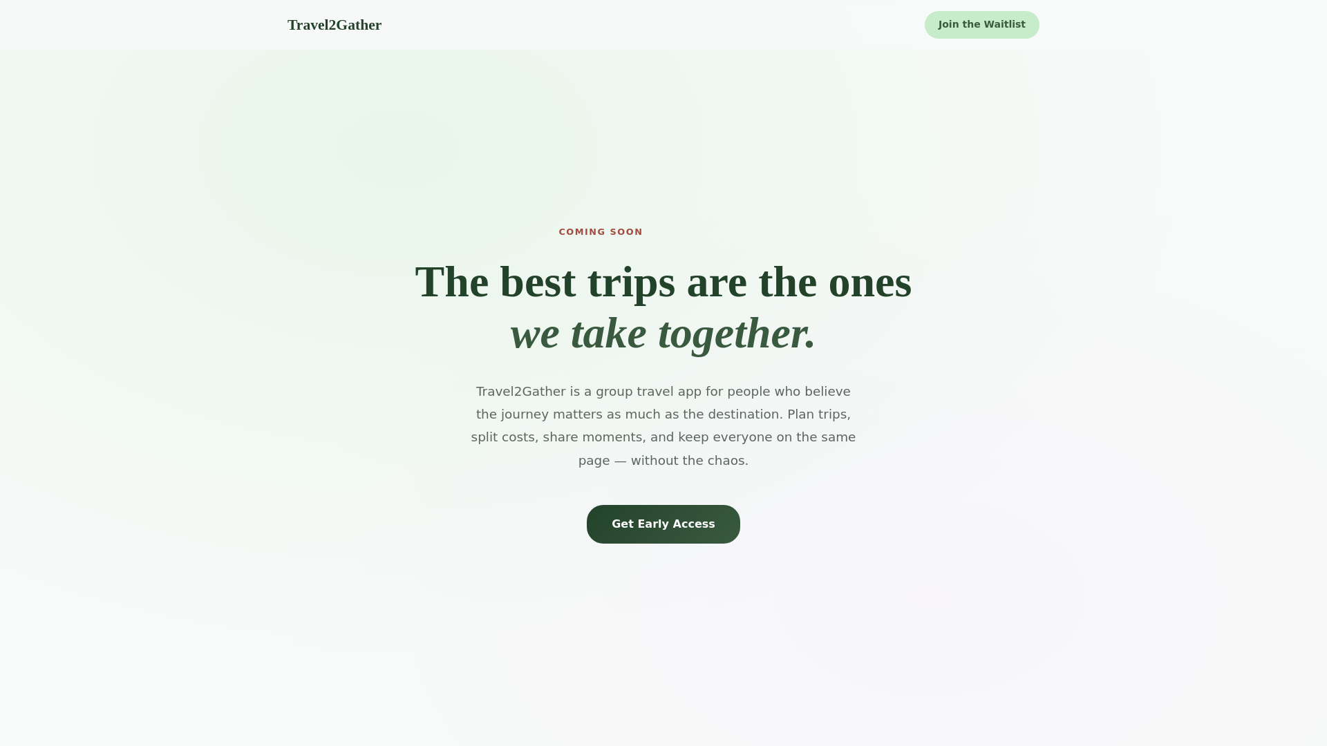 website screenshot of https://travel2gather.pages.dev/