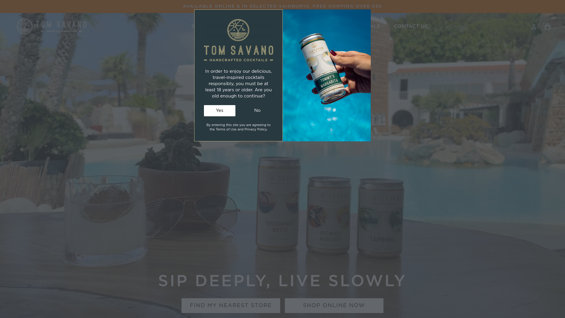 website screenshot of https://tomsavano.co.uk/