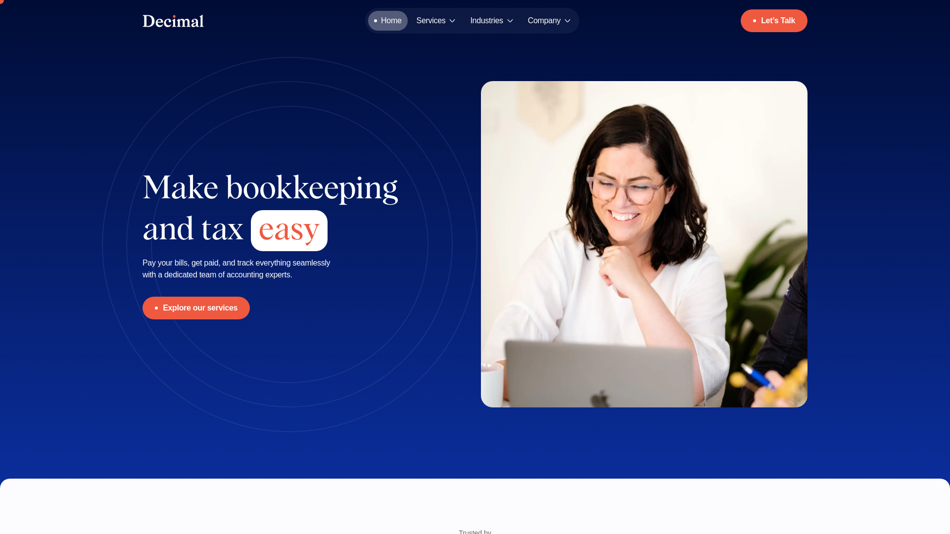 website screenshot of https://decimalfirms.com/
