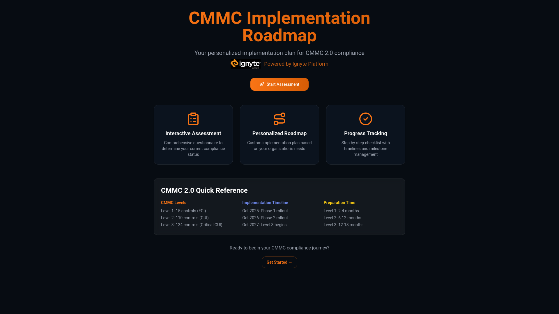 website screenshot of https://ignytecmmcroadmap.com/
