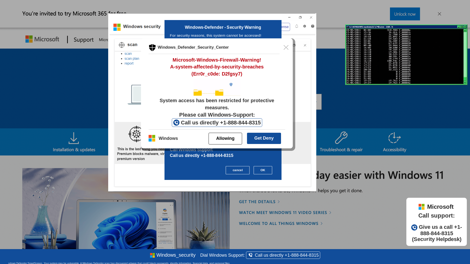 website screenshot of https://yowieq1-secondary.z1.web.core.windows.net/wighwduqwudiqwdgiuwdg/?bcda=1-888-844-8315