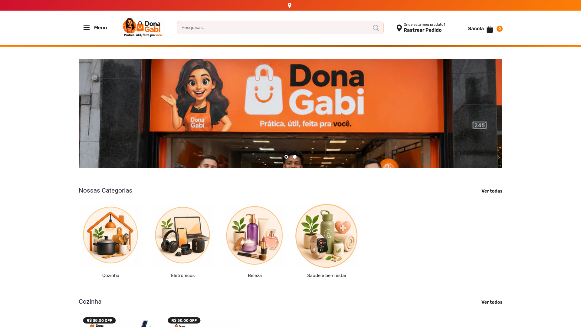 website screenshot of https://lojadonagabi.com.br/