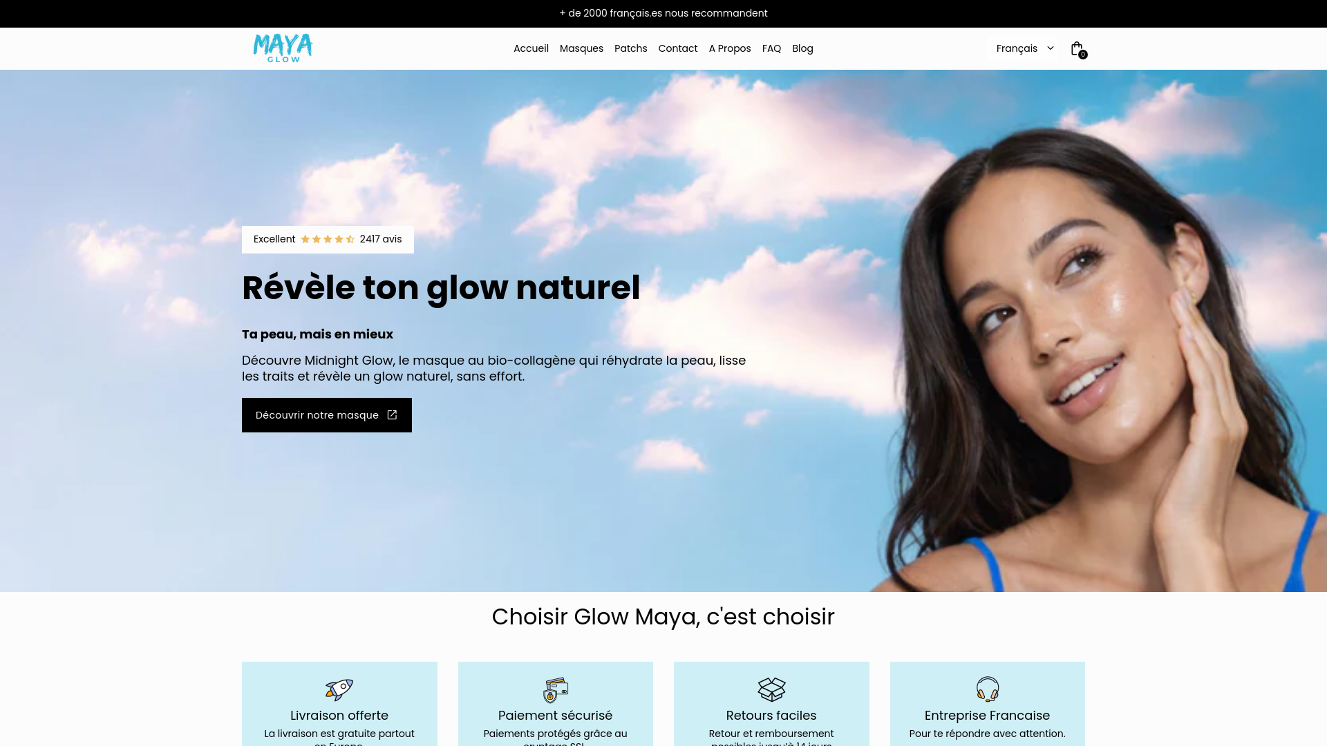 website screenshot of https://mayaglow-paris.com/