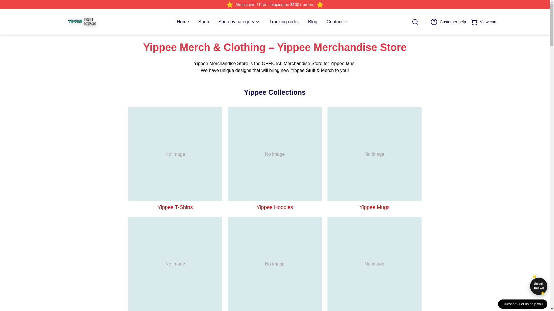 website screenshot of https://yippeemerch.shop/