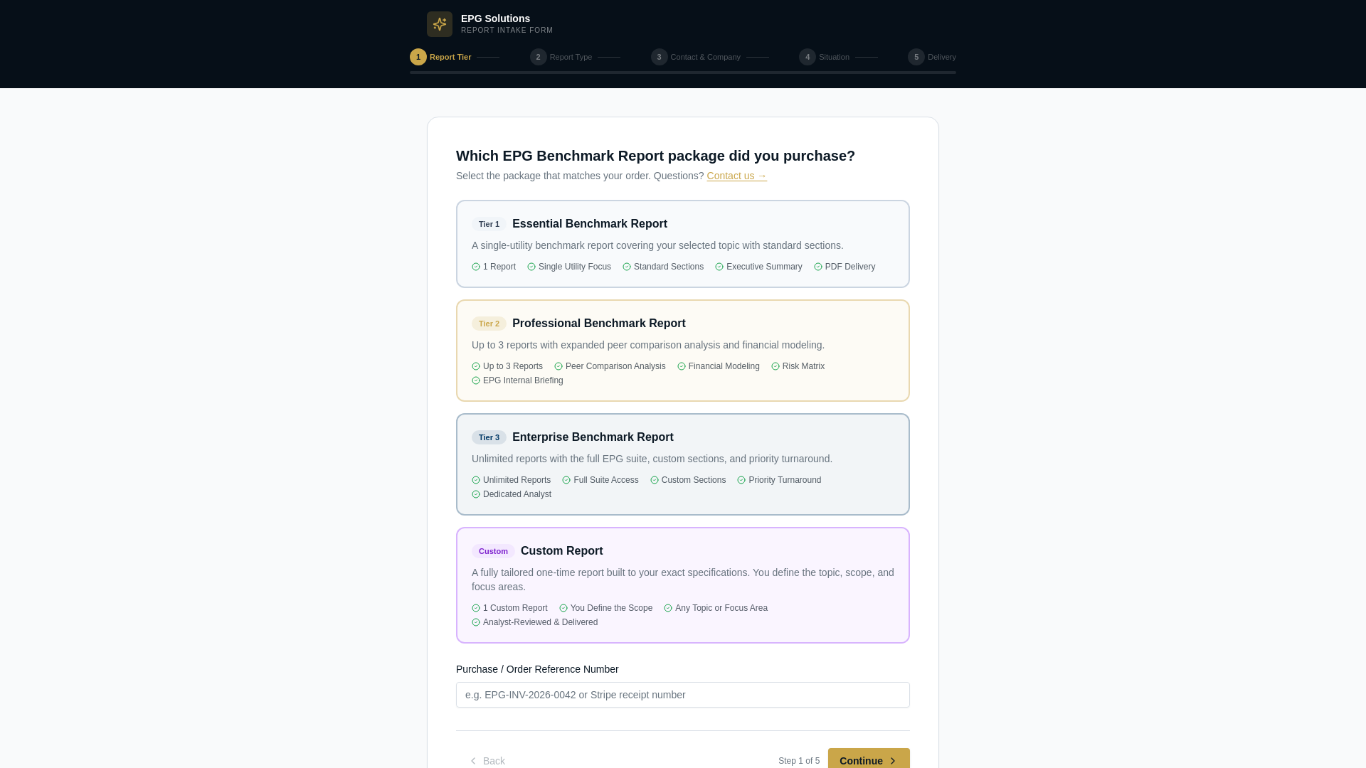 website screenshot of https://epgsolutionsreports.services/