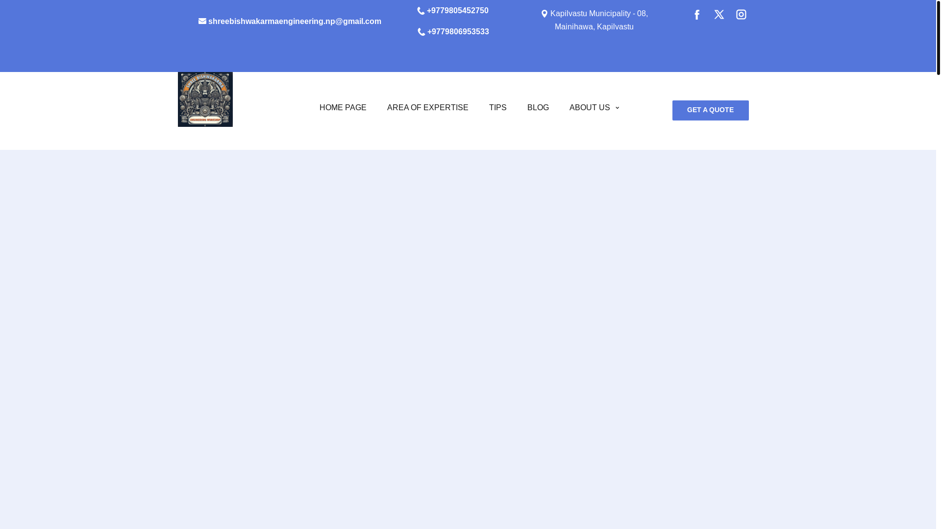 website screenshot of https://shreebishwakarmaworkshop.com.np/