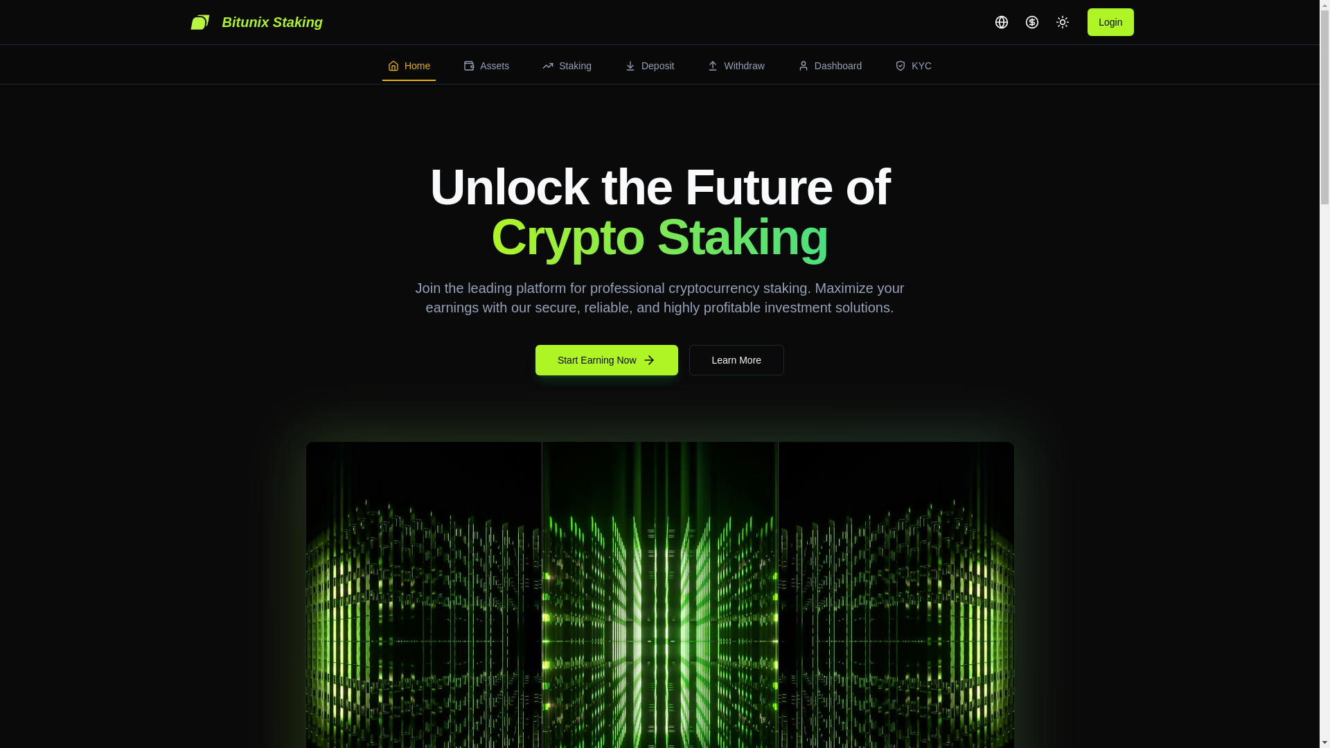 website screenshot of https://bitunixstaking.com/