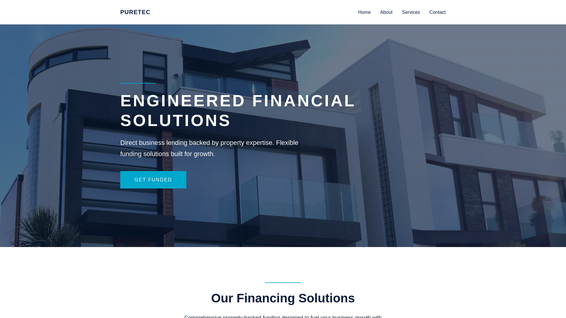 website screenshot of https://puretecpropertyservices.com