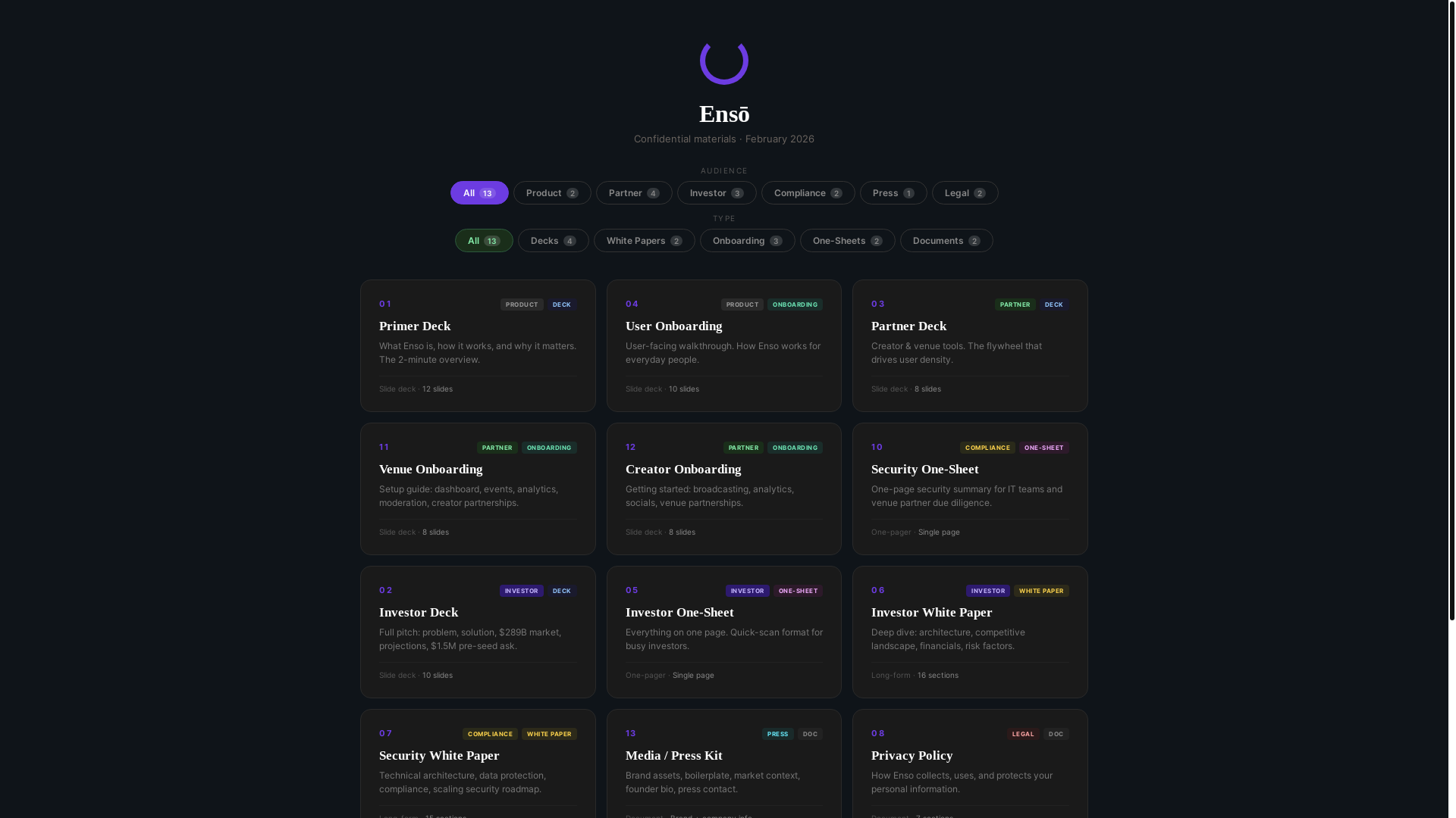 website screenshot of https://enso-decks.pages.dev/