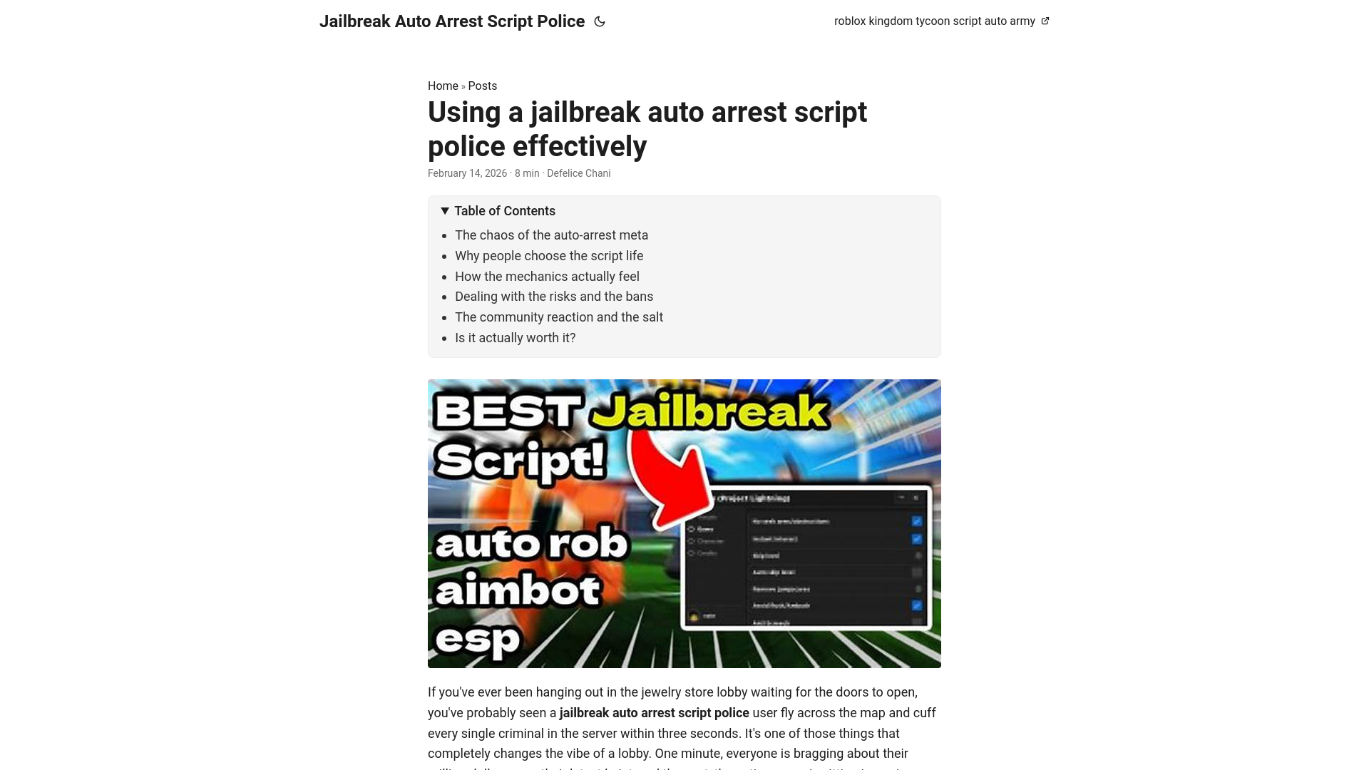 website screenshot of https://jailbreak-auto-arrest-script-police.pages.dev/