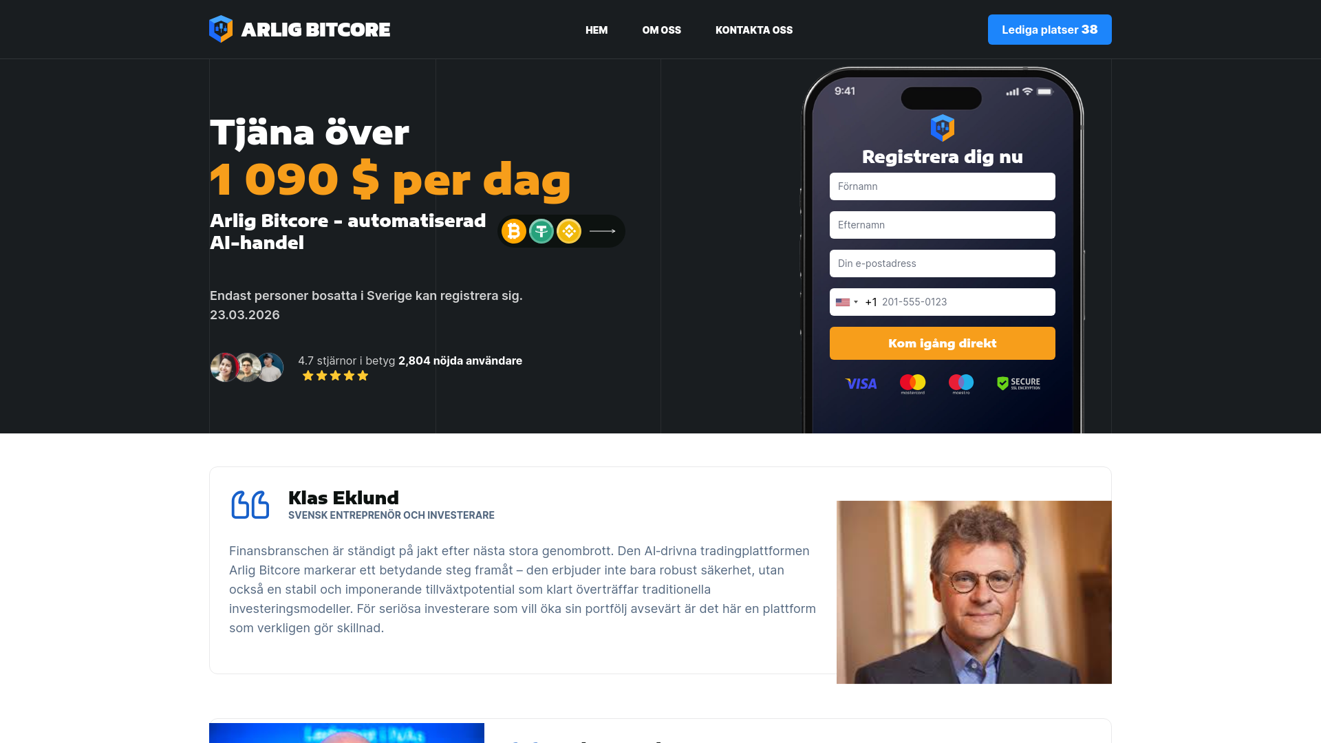website screenshot of https://arlig-bitcore.com