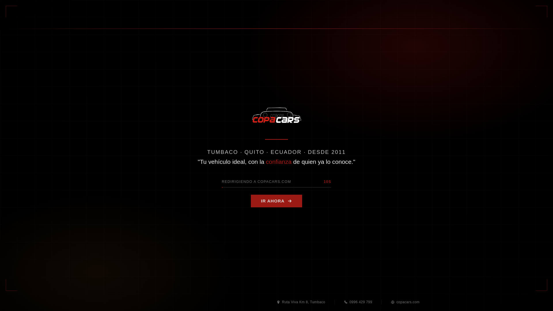 website screenshot of https://copacars.com.ec/