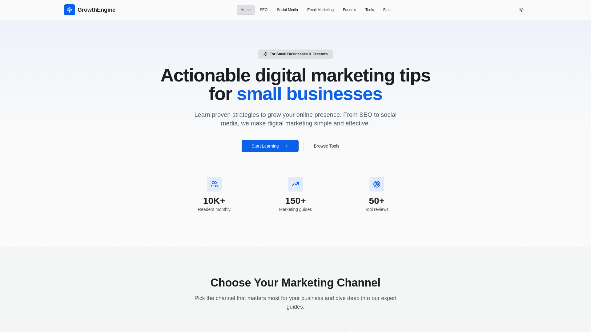 website screenshot of https://growthenginedigital.net/