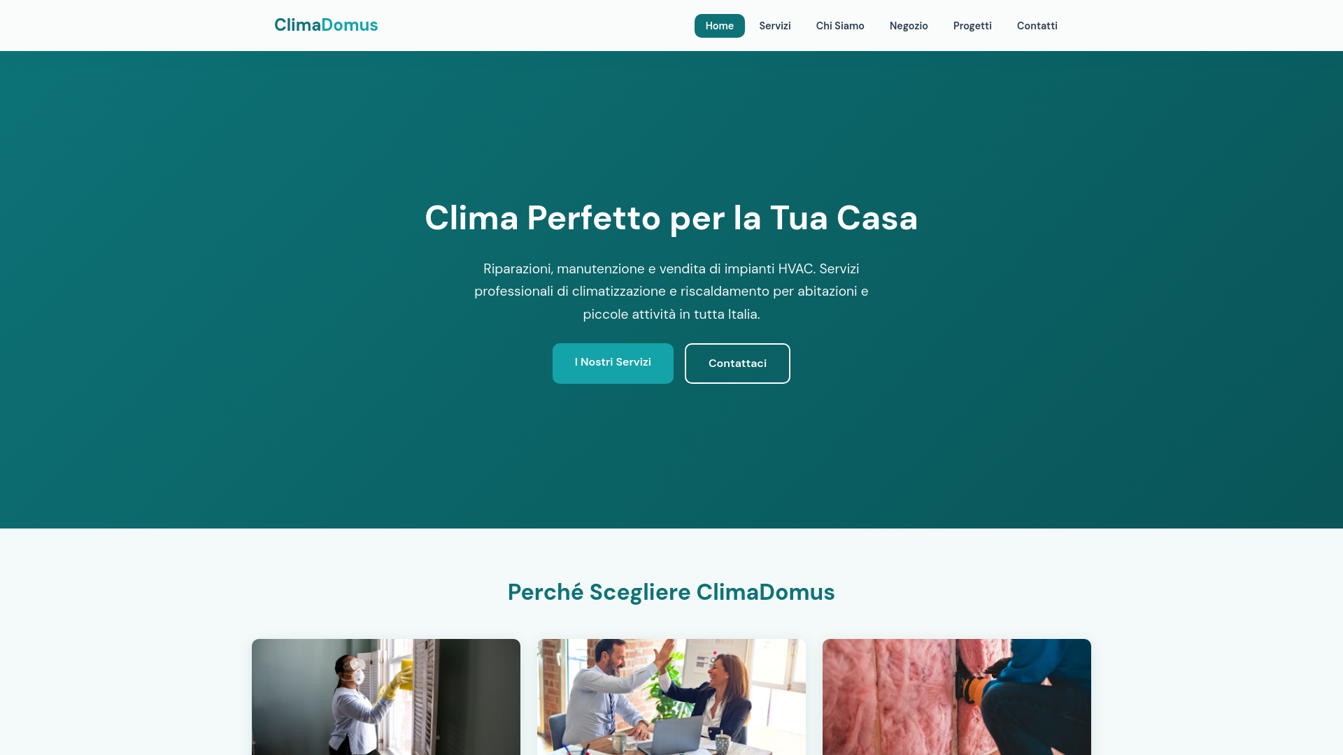 website screenshot of https://clima-domus.com/