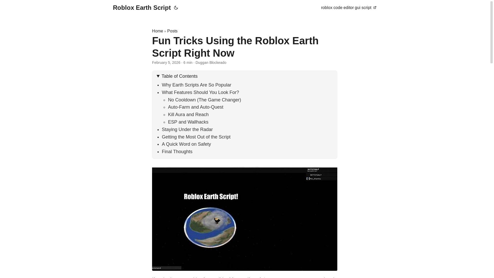 website screenshot of https://roblox-earth-script.pages.dev/