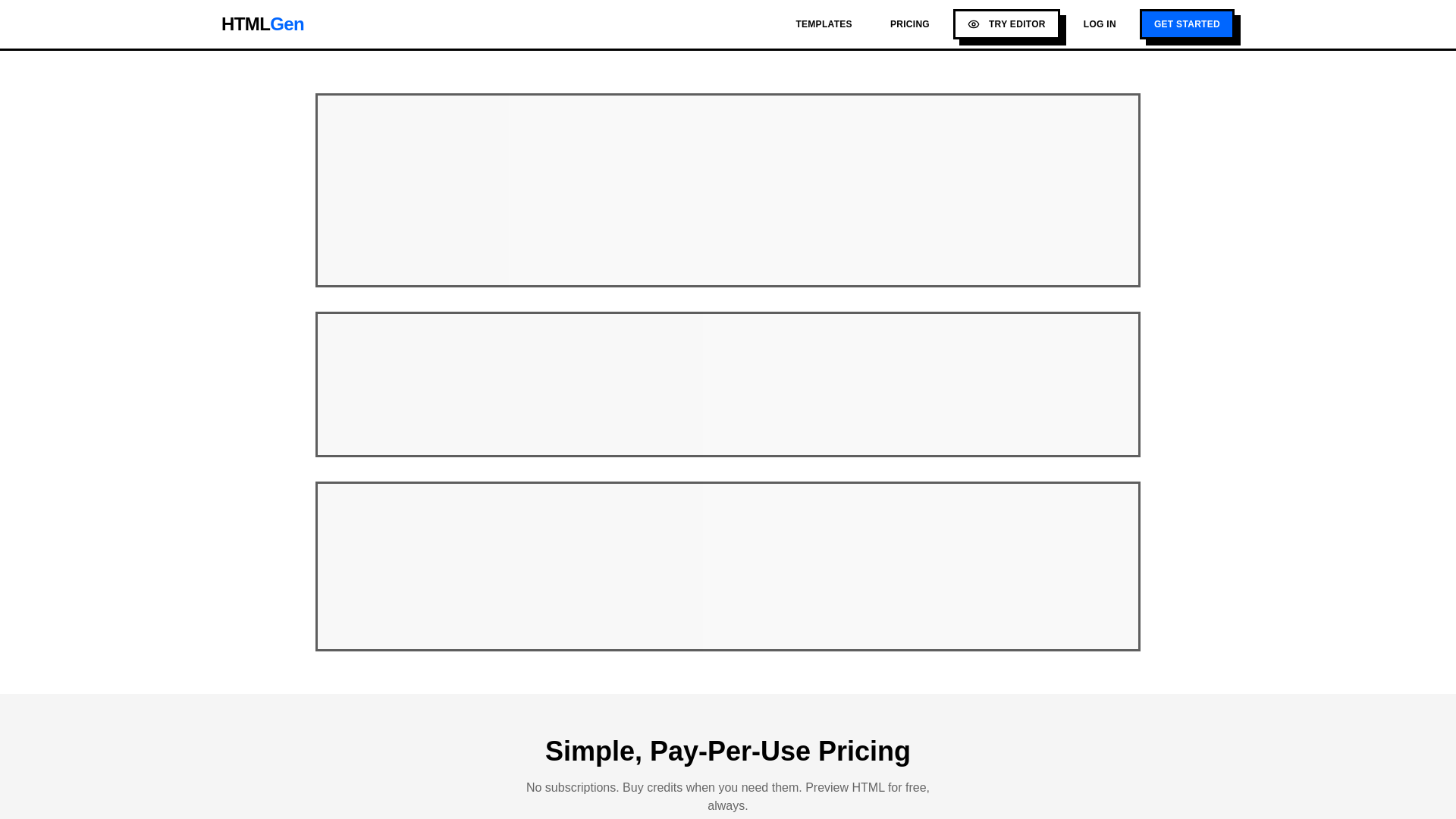 website screenshot of https://htmlgen.io/