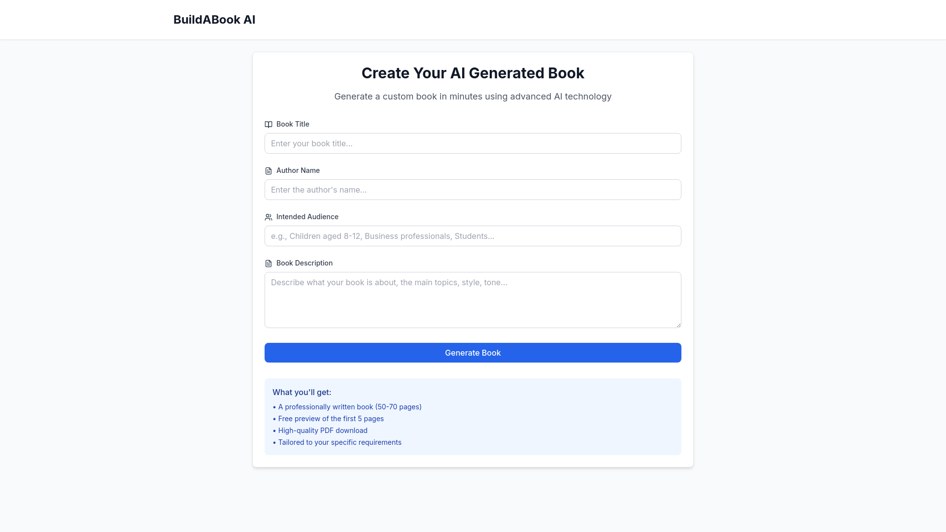 website screenshot of https://buildabook.link/
