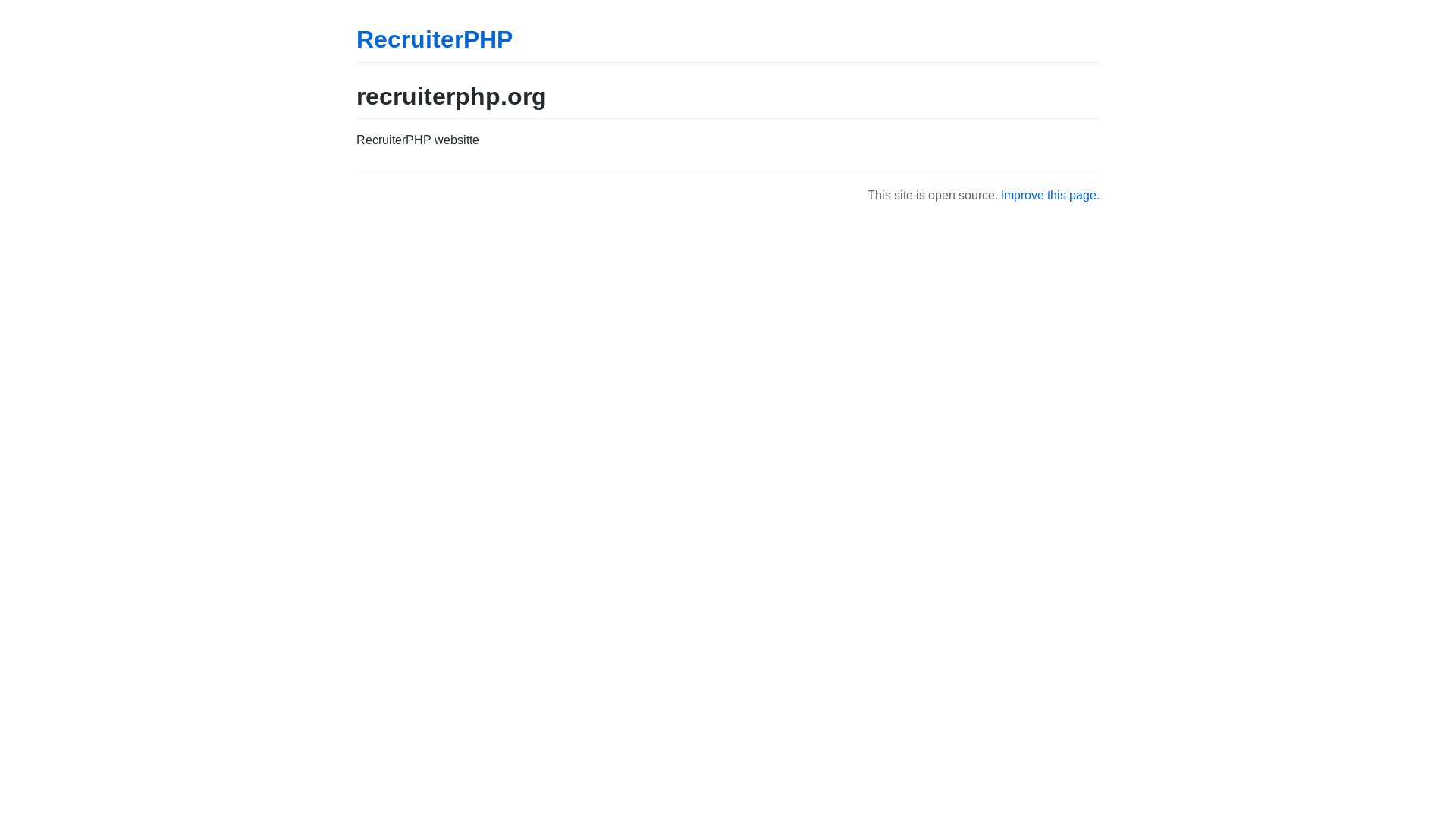 website screenshot of https://recruiterphp.org/