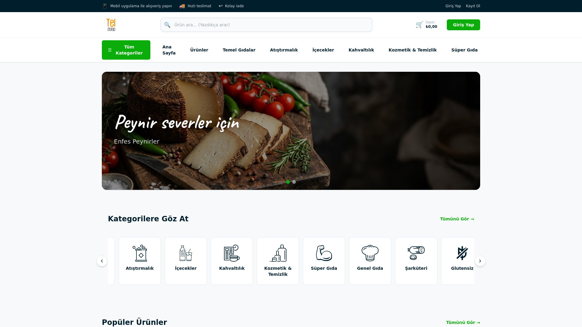 website screenshot of https://teldolap.tr
