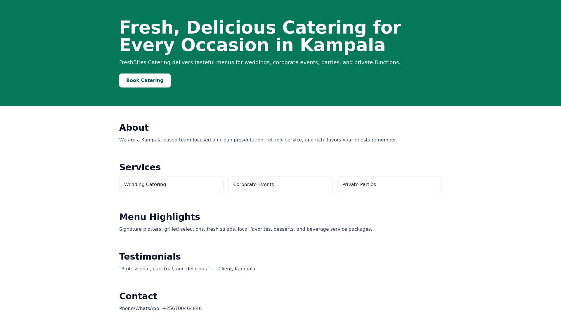 website screenshot of https://freshbites-catering.pages.dev/