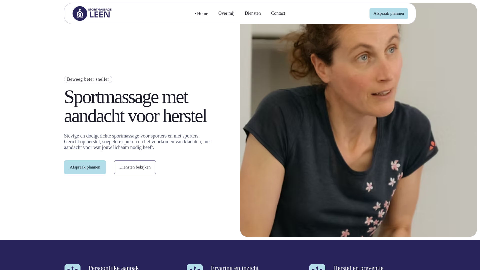 website screenshot of https://sportmassageleen.be/