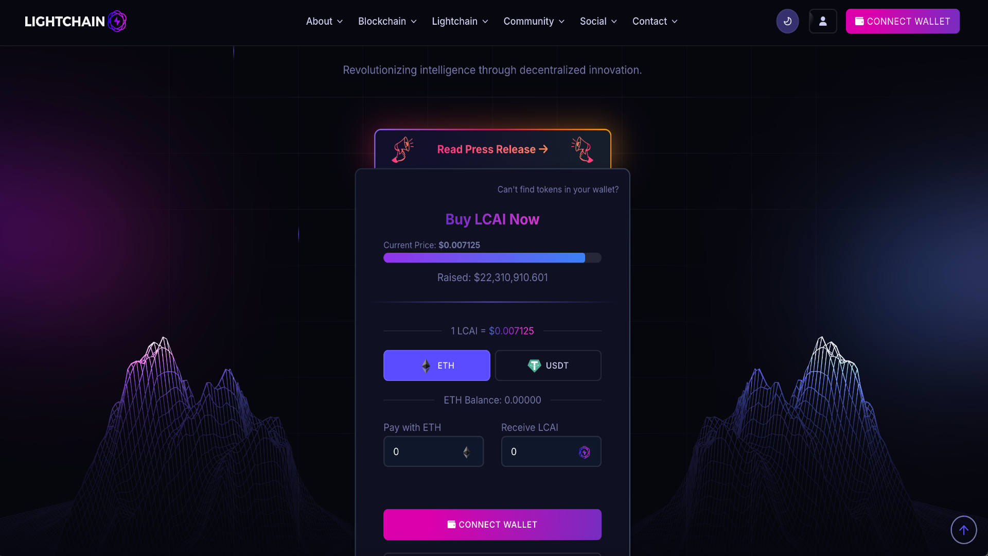 website screenshot of https://lightchain-ai-claims.pages.dev/