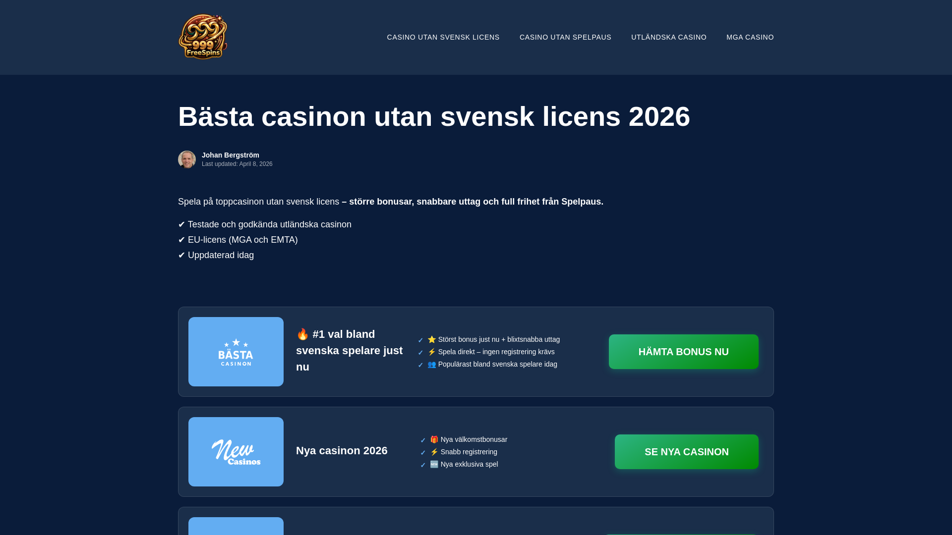 website screenshot of https://999freespins.live