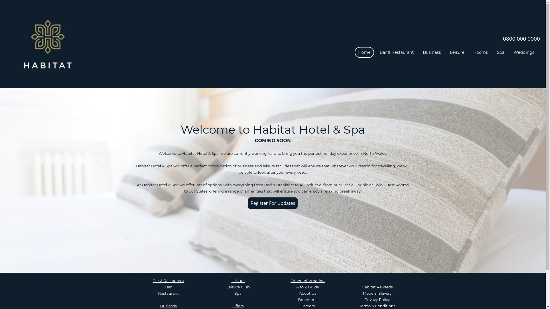 website screenshot of https://habitathotelandspa.co.uk/