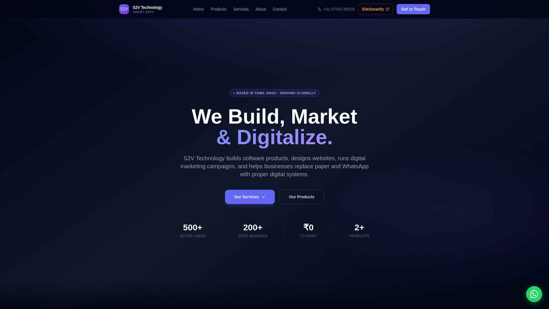 website screenshot of https://s2vapps.com/