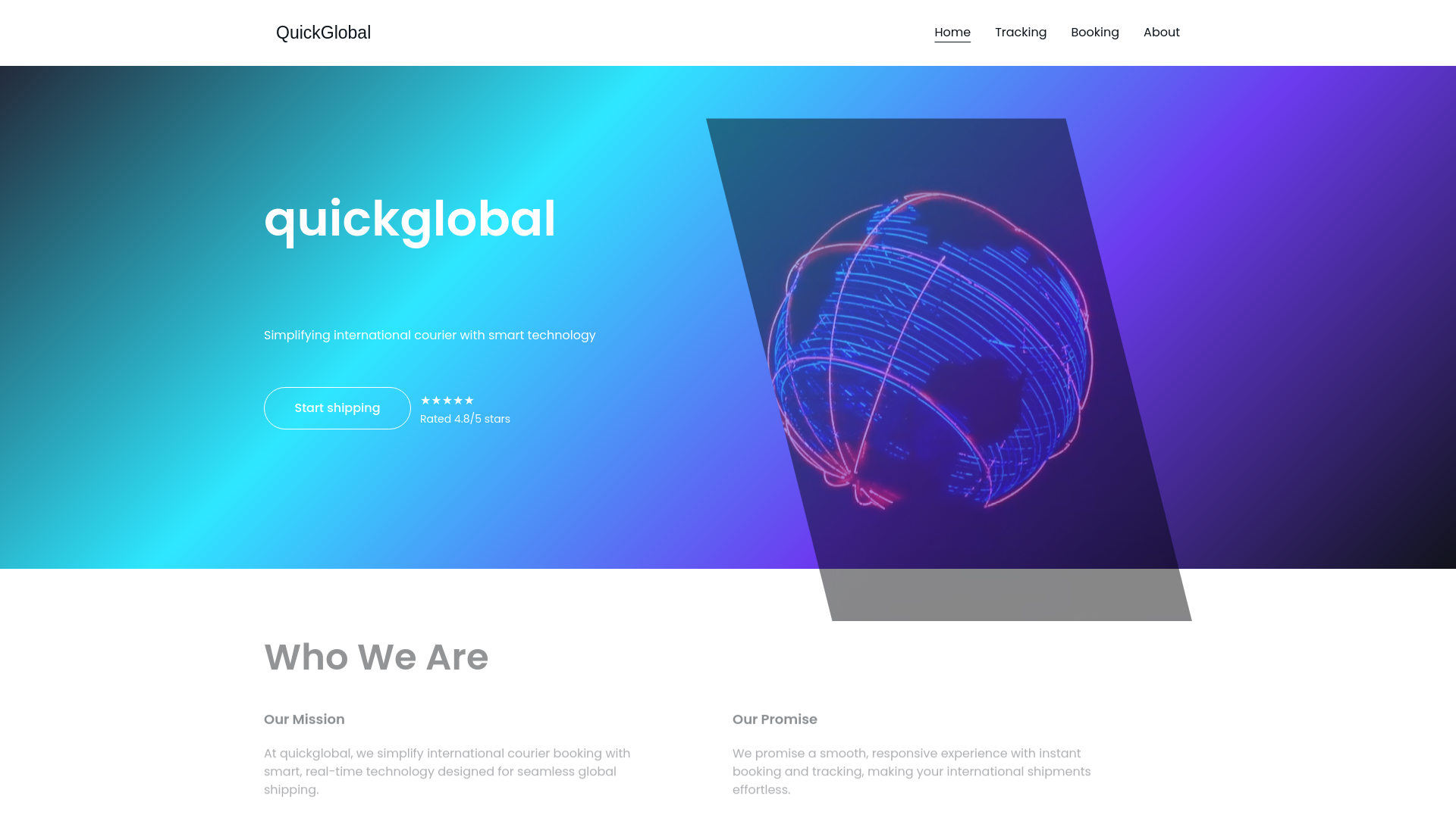 website screenshot of https://quickglobal.in/