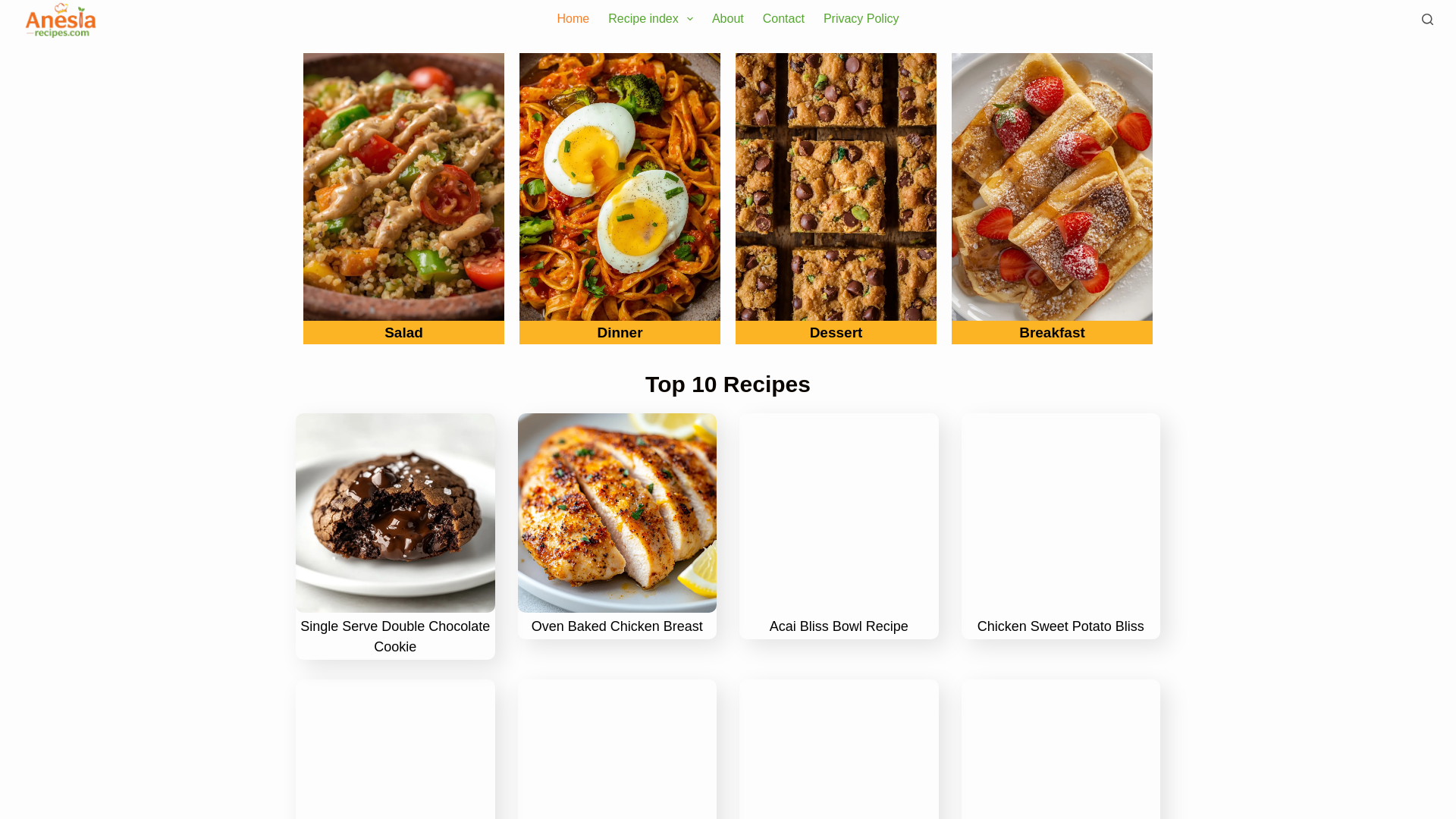website screenshot of https://anesiarecipes.com