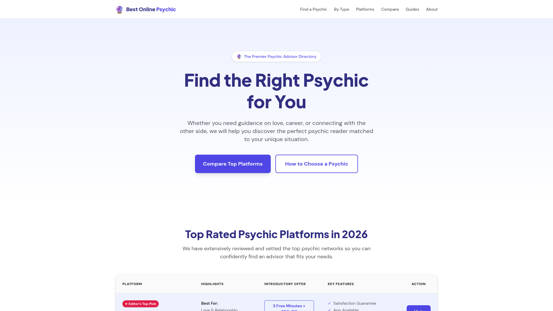 website screenshot of https://bestonlinepsychicus.pages.dev/