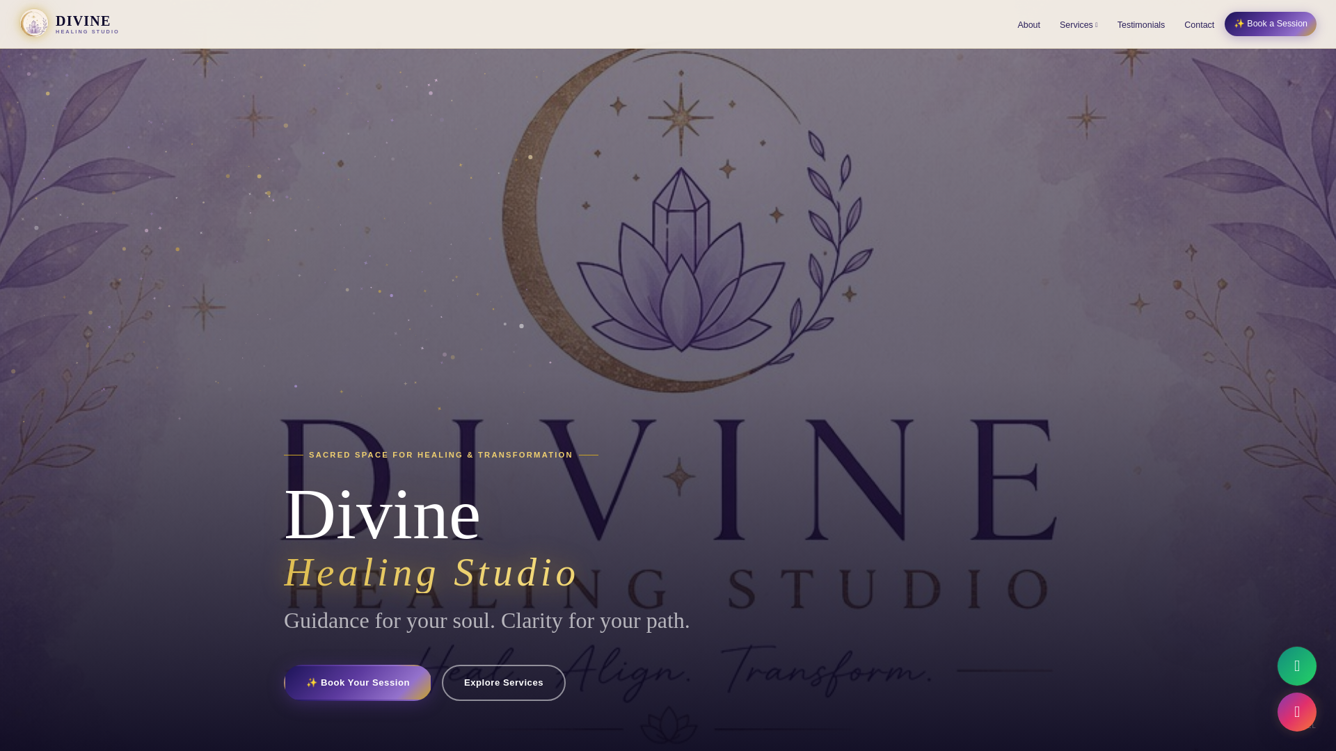 website screenshot of https://divinehealingstudios.com/