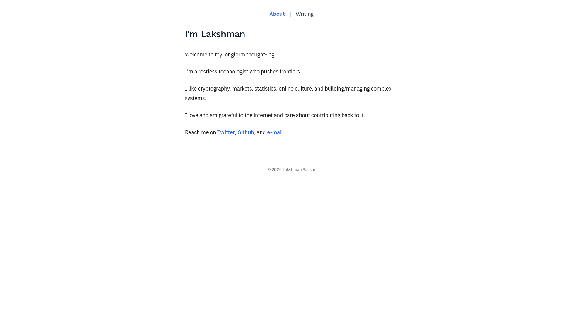 website screenshot of https://lsankar.xyz/