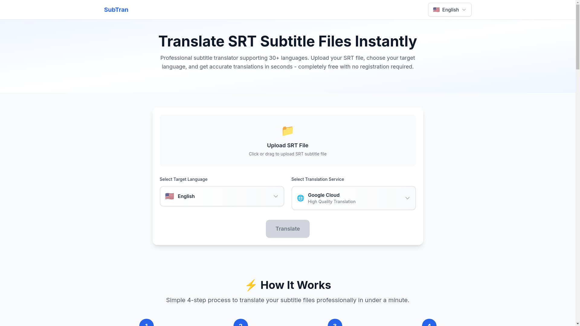 website screenshot of https://subtitle-translator-1a9.pages.dev/