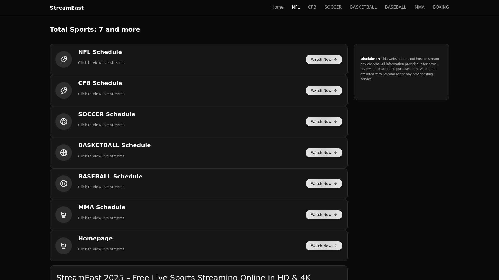 website screenshot of https://streameastt-cv.pages.dev/