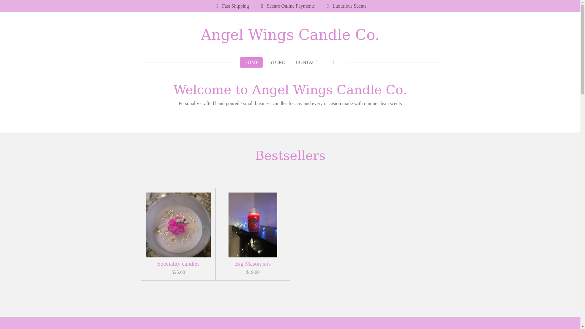 website screenshot of https://angel-wings-candle-co.com/