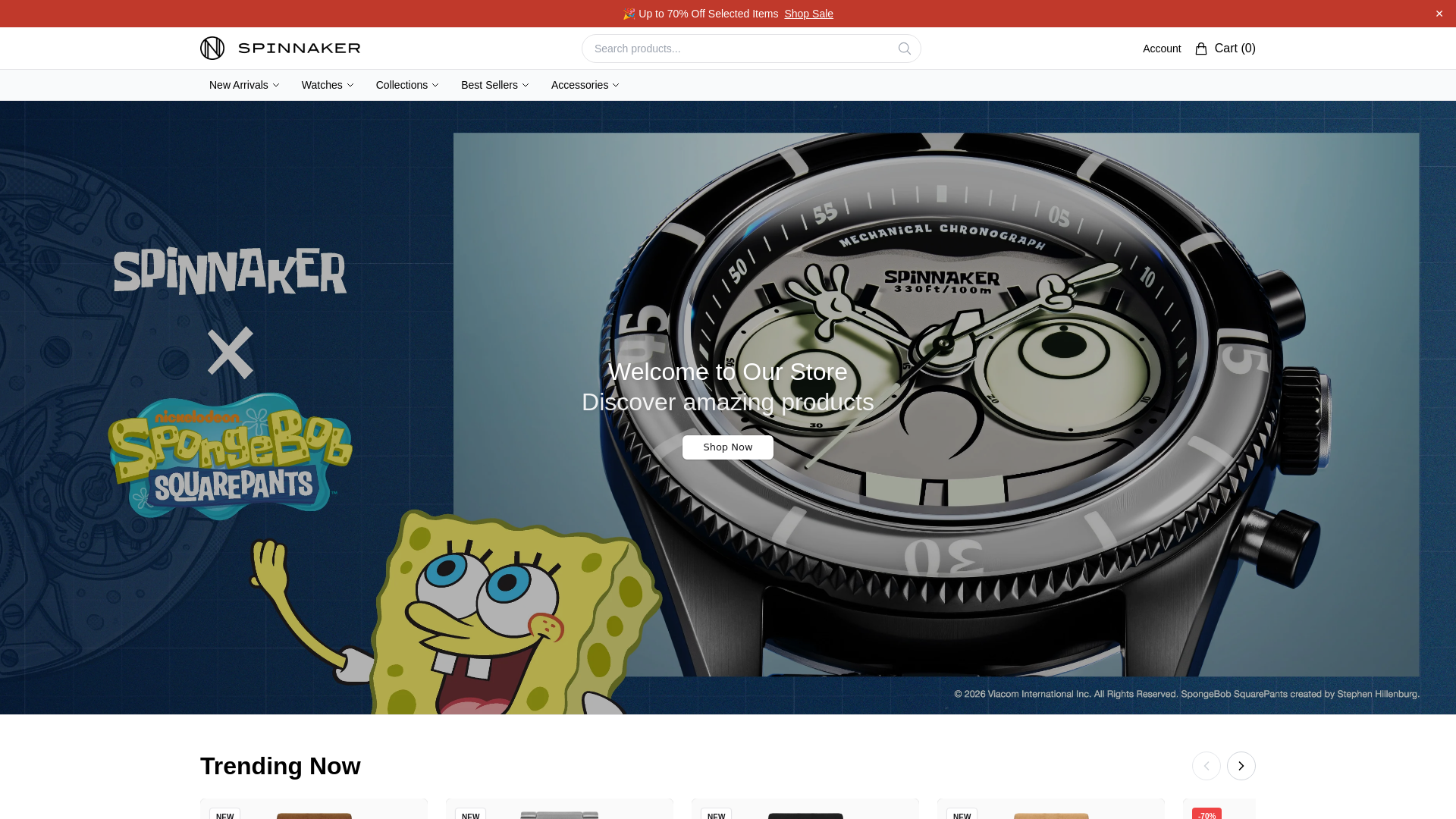 website screenshot of https://spinnakerwatchesglobal.shop/