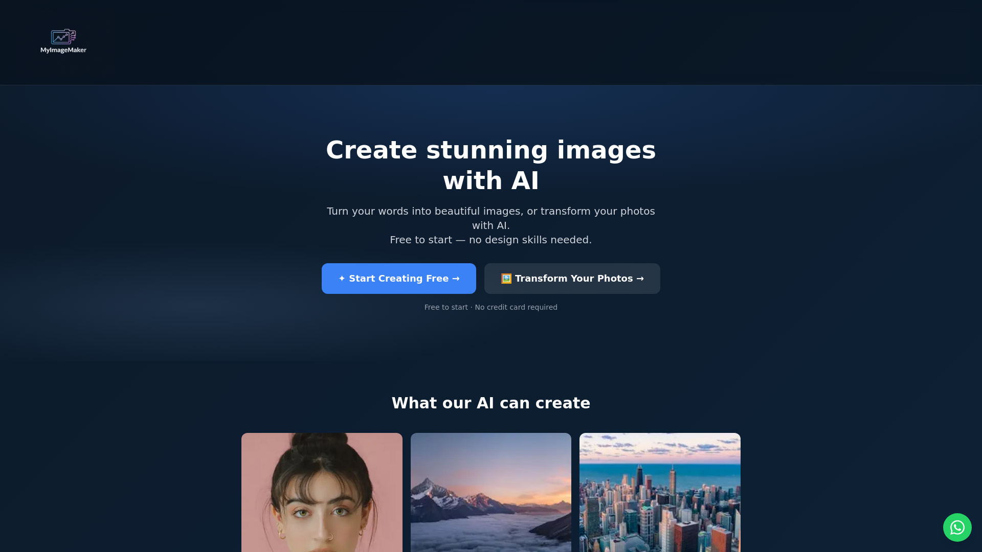 website screenshot of https://myimagemaker.art/
