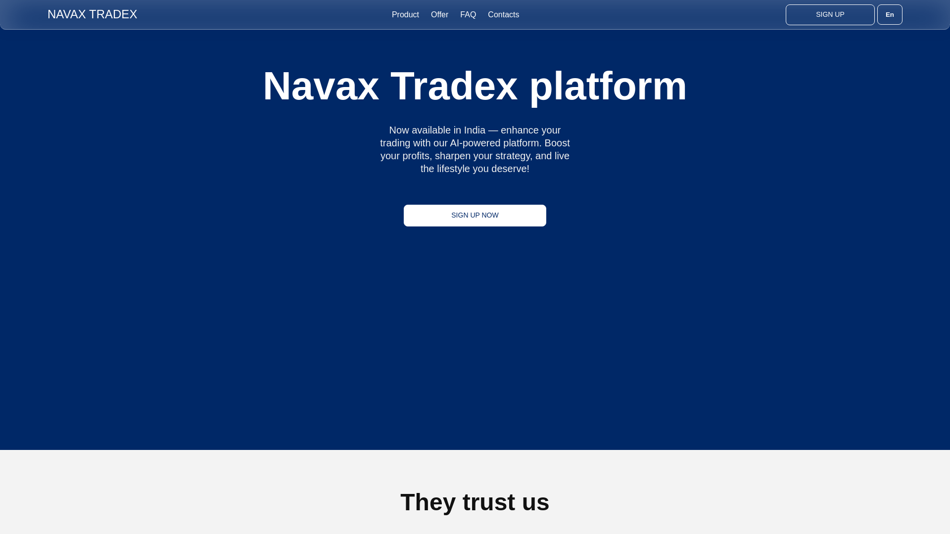 website screenshot of https://navax-tradex.com/