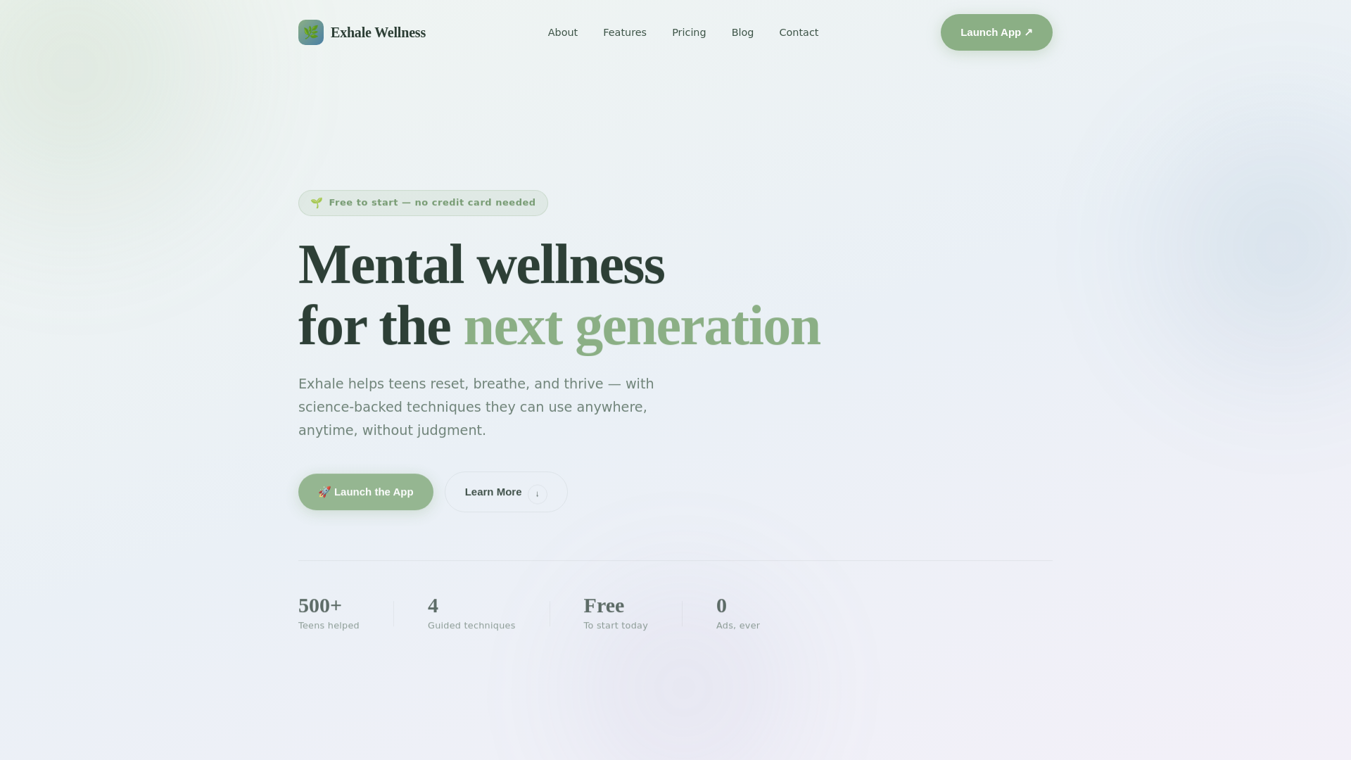 website screenshot of https://exhale-company-site.pages.dev/