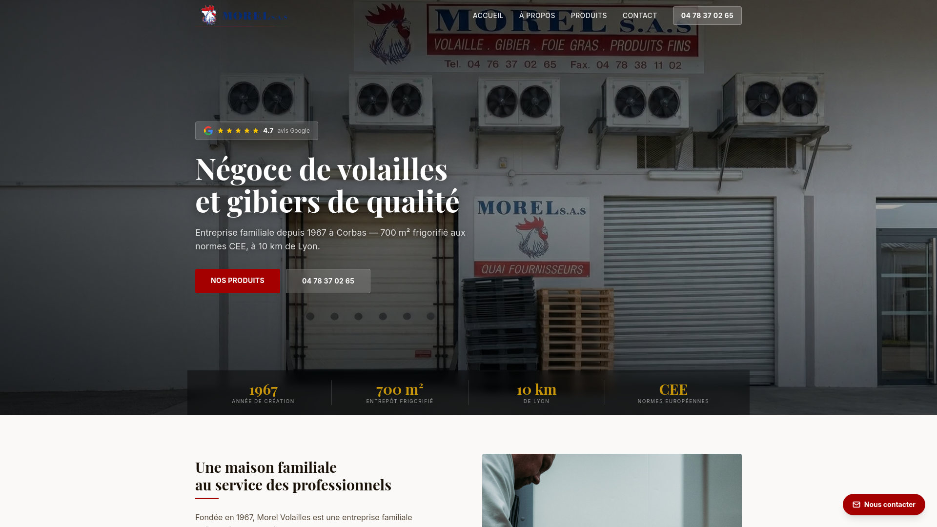 website screenshot of https://morel-volailles.pages.dev/