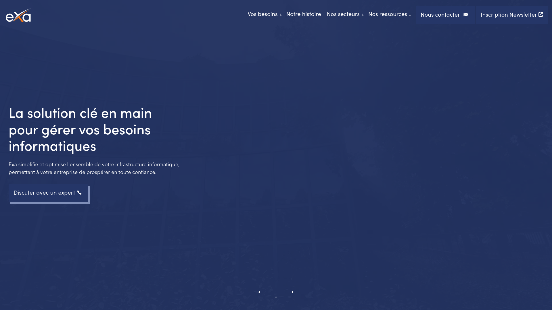 website screenshot of https://www.exa.fr/