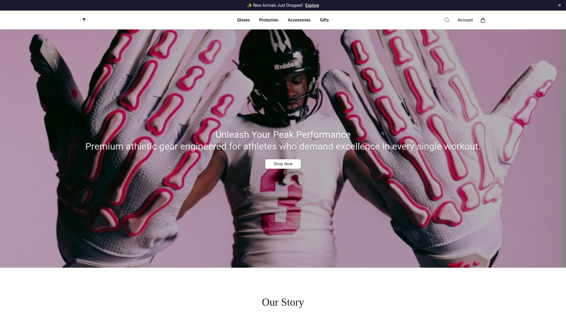 website screenshot of https://rivelathleticsgear.shop/