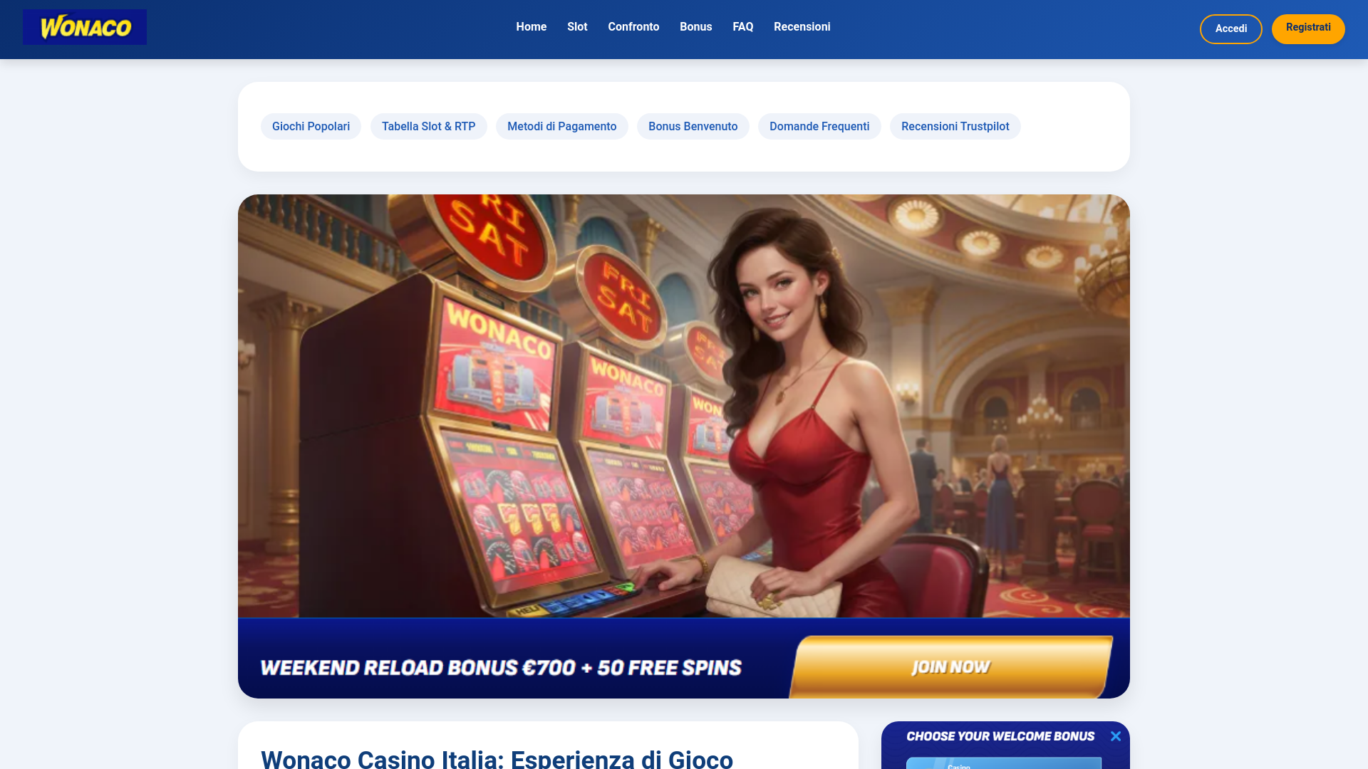 website screenshot of https://wonaco-recensioni.com/