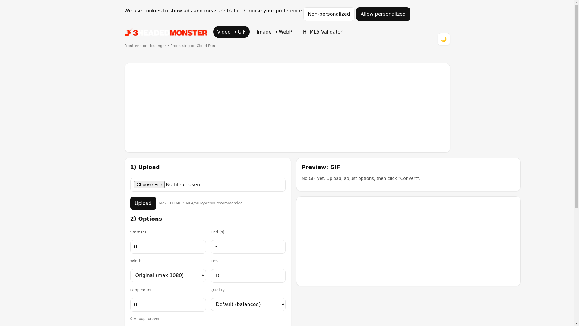 website screenshot of https://gif-monster.com/