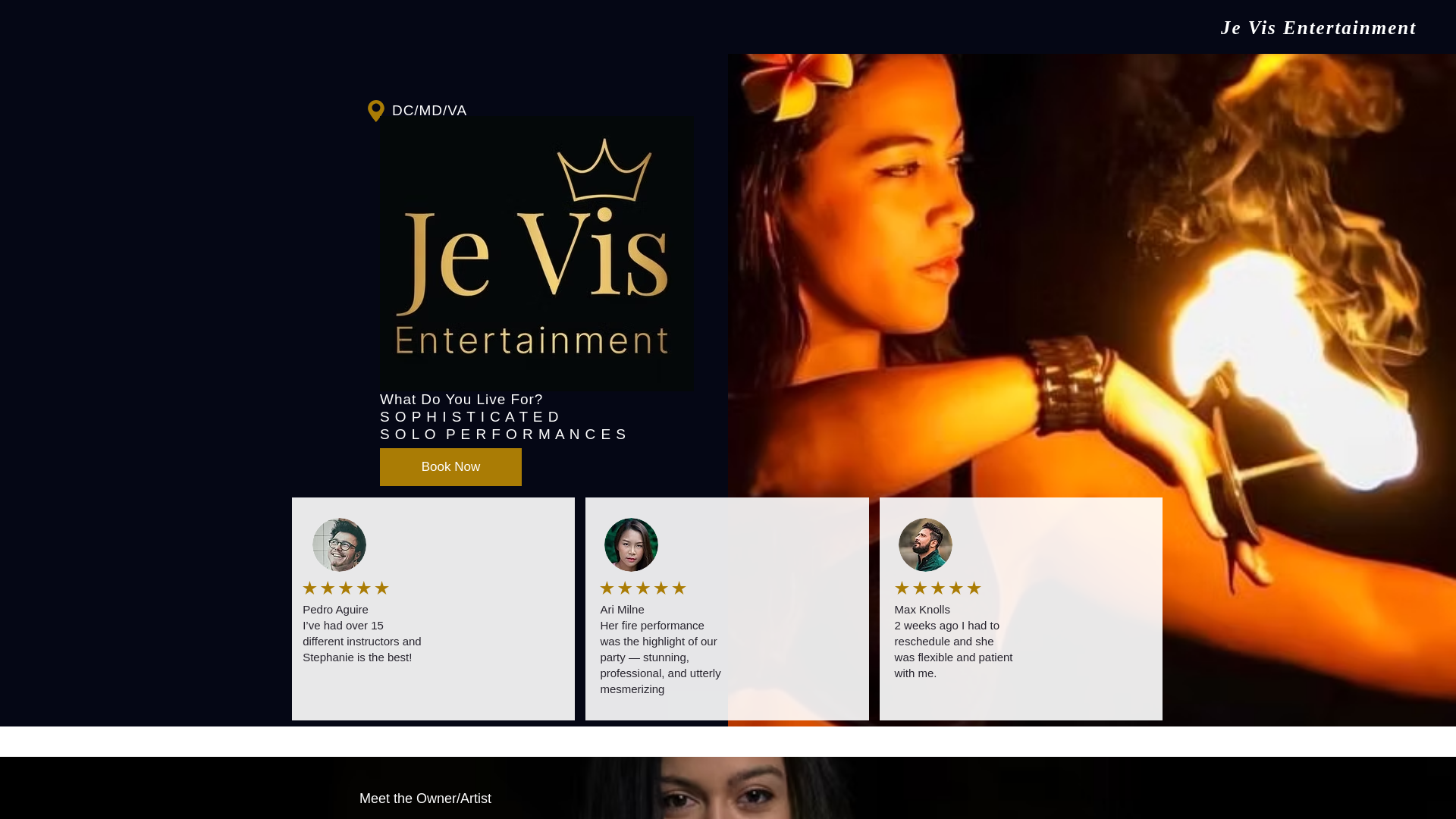 website screenshot of https://jevisentertainment.com/