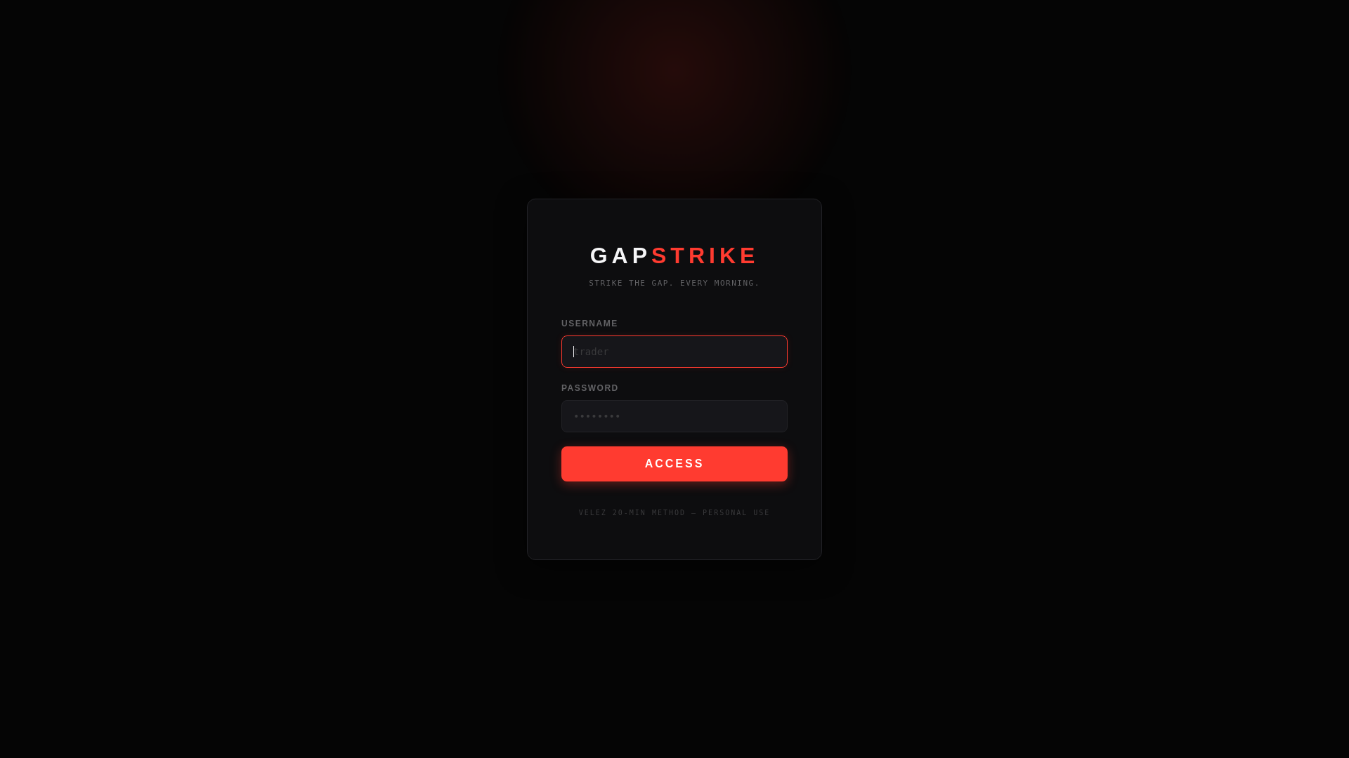 website screenshot of https://gapstrike.com/